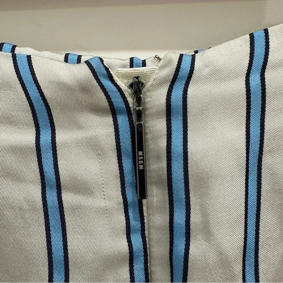 MSGM Striped Aline Flowy Skirt Size EU 40 US 4 White Blue - Picture 4 of 10